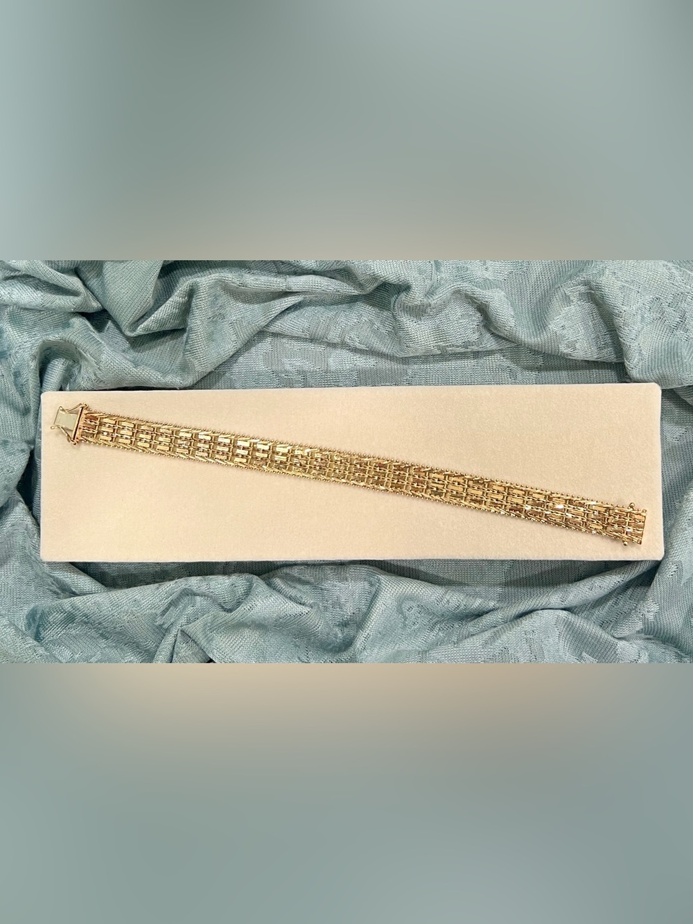 14K Imperial Gold Vintage 8in 13mm wide 26g Mirror-Bar Link bracelet Women/Men - Picture 3 of 13